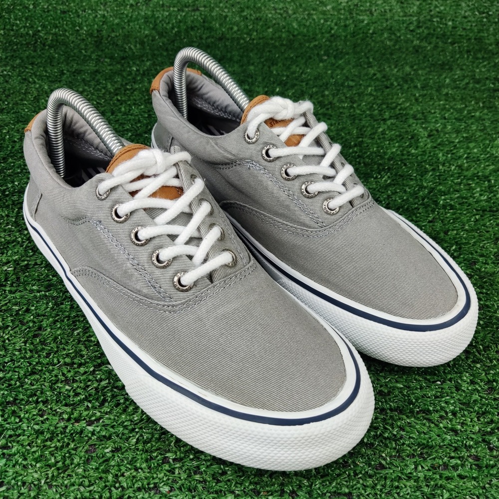 Sperry Sneakers Mens 7 Gray Striper II CVO STS22045 Low Top Canvas Twill Casual